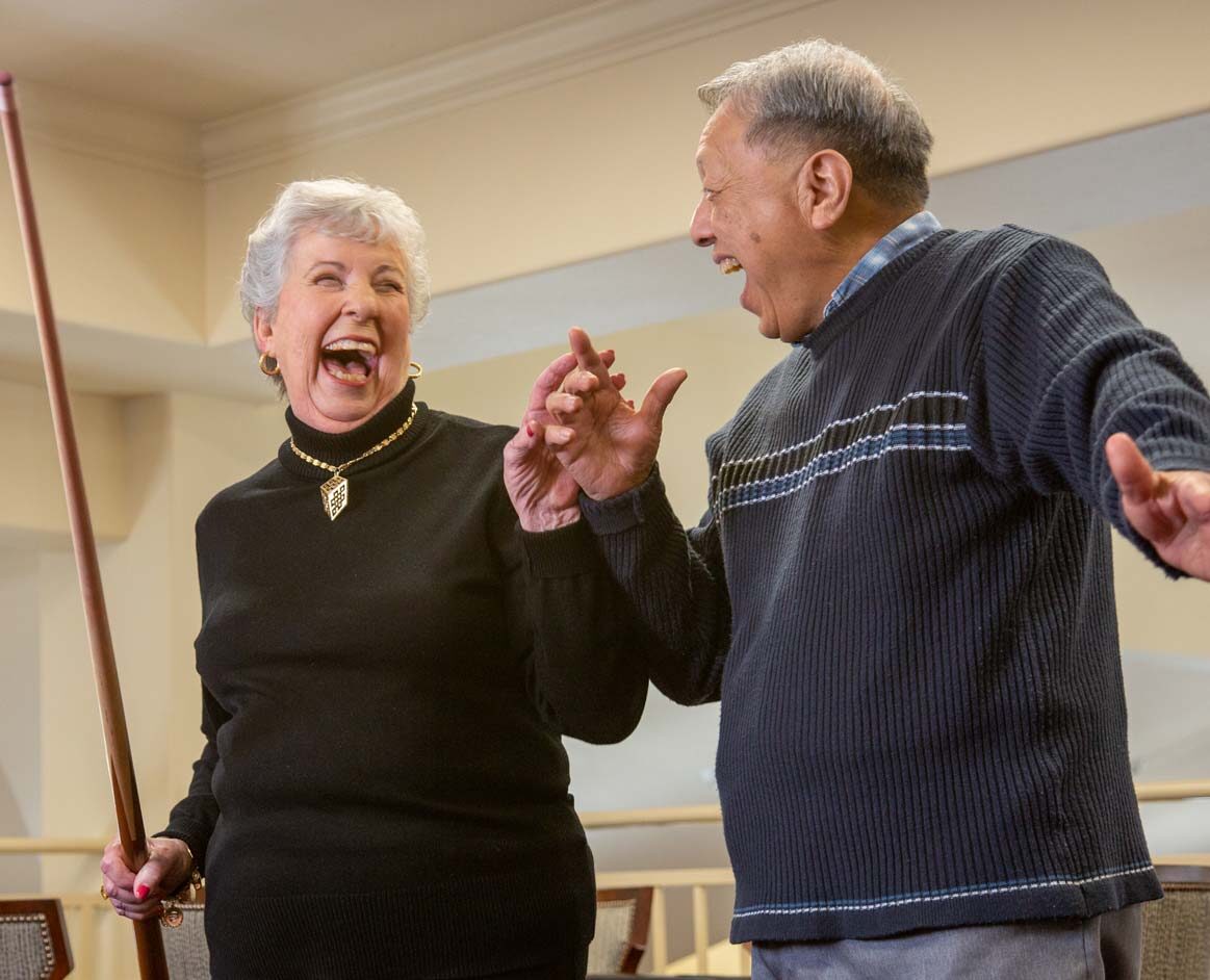 Independent seniors in The Villages playing pool