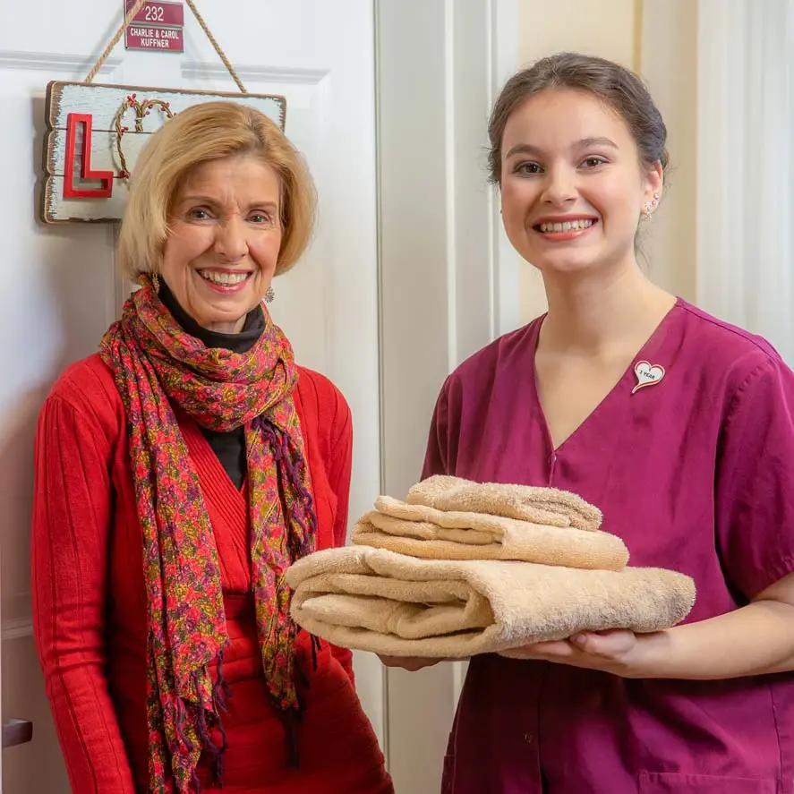 The Carriage House women given towels to women